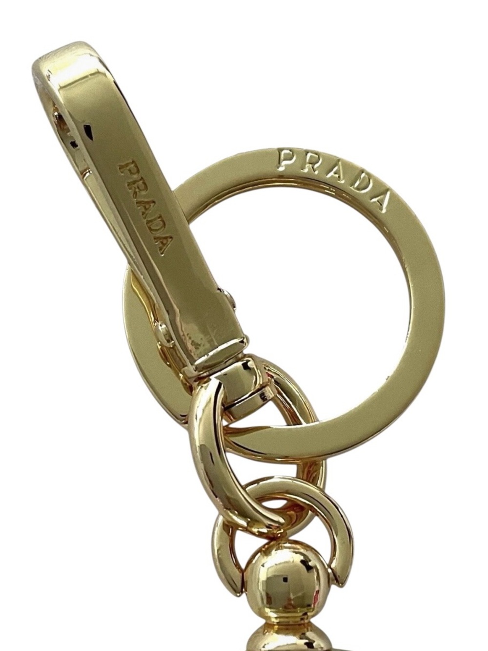 Prada Robot Keychain Charm Saffiano Leather Gold Black Bag Charm NEW - Picture 4 of 9